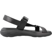 Comfortabele platte sandalen voor vrouwen Geox , Black , Dames