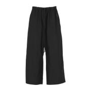 Zwarte Katoenen Broek met Elastische Taille Yohji Yamamoto , Black , D...