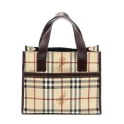 Pre-owned Coated canvas handbags Burberry Vintage , Beige , Dames