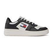 Lage Retro Leren Sneakers Tommy Jeans , Black , Dames