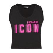 Cropped top with logo Dsquared2 , Black , Dames