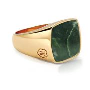 Men's Gold Signet Ring with Green Jade Nialaya , Yellow , Heren