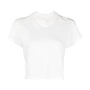 Witte Katoenen Crop T-shirt met Geribbelde Details Rick Owens , White ...