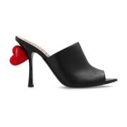 Heeled mules in leather Moschino , Black , Dames