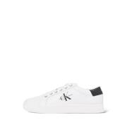 Witte Leren Sneakers met Metalen Oogjes Calvin Klein Jeans , White , H...