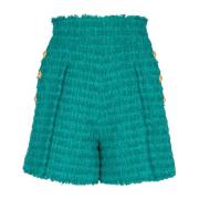 Flared tweed shorts Balmain , Green , Dames