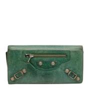Pre-owned Leather wallets Balenciaga Vintage , Green , Dames