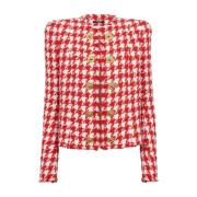 Houndstooth Tweed Blazer Balmain , Multicolor , Dames