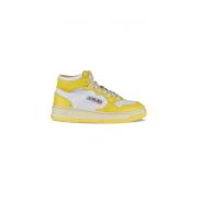 Witte en Gele Leren Sneakers Autry , Yellow , Dames