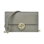 Interlocking Chain Wallet Tas Gucci , Gray , Dames