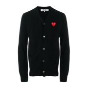 Zwarte Wol Hart Cardigan Comme des Garçons Play , Black , Heren