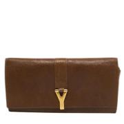 Pre-owned Leather wallets Yves Saint Laurent Vintage , Brown , Dames