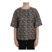 Betoverende Sicilië Zijden Blouse met Middeleeuwse Sleutelprint Dolce ...