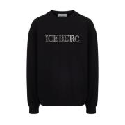 Zwarte Logo Crewneck Sweatshirt Iceberg , Black , Heren