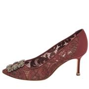 Pre-owned Lace heels Manolo Blahnik Pre-owned , Red , Dames