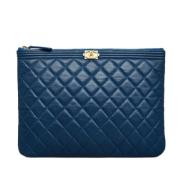 Pre-owned Leather shoulder-bags Chanel Vintage , Blue , Dames