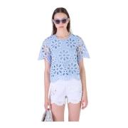 Bloemen Blouse met Uitsnijdingen Silvian Heach , Blue , Dames