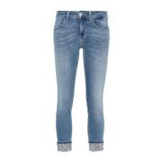 Blauwe Denim Jeans met Strass Versiering Liu Jo , Blue , Dames