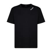 Zwarte geborduurde T-shirt met contrasterend logo Balmain , Black , He...