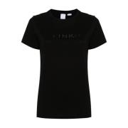 Zwarte Katoenen T-shirts en Polos Pinko , Black , Dames