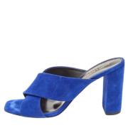 Pre-owned Suede sandals Yves Saint Laurent Vintage , Blue , Dames