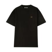 Zwart Goud Monogram Pin T-Shirt Palm Angels , Black , Heren
