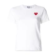 Geborduurd hart logo T-shirt Comme des Garçons Play , White , Dames