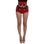 Zijden Kristallen Rozen Shorts Dolce & Gabbana , Red , Dames