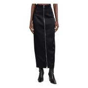 Zwarte Crepe Satijnen Hoge Taille Rok Khaite , Black , Dames