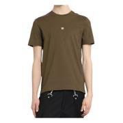 Khaki Slim Fit T-Shirt met 4G Logo Print Givenchy , Brown , Heren