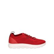 Rode Casual Textiel Sneakers Geox , Red , Heren