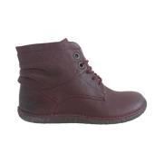 Dames Casual Bordeaux Rode Leren Laars Kickers , Red , Dames