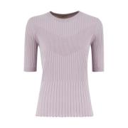 Zijde en Katoen Blend Crew Neck Sweater Panicale , Purple , Dames