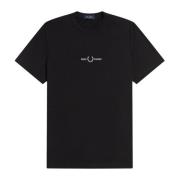 Geborduurd Logo T-Shirt Fred Perry , Black , Heren