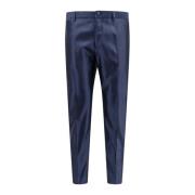 Zijden broek met knoop- en ritssluiting Dolce & Gabbana , Blue , Heren