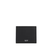 Zwarte portemonnee van gehamerd leer met logo Tom Ford , Black , Heren