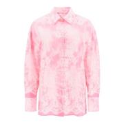 Oversized Shirt met All-Over Print Msgm , Pink , Dames