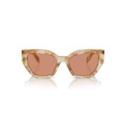 Geometrische Vlinder Zonnebril Bruine Lenzen Prada , Beige , Dames