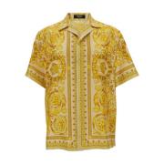 Barocco Print Hawaiian Overhemd Versace , Yellow , Heren