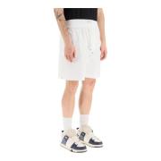 Katoenen twill shorts met boxerdetail Valentino , White , Heren
