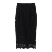 Midi Kanten Potloodrok met Monogramdetails Dolce & Gabbana , Black , D...