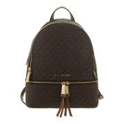 Rhea Medium Rugzak met Logo Michael Kors , Brown , Dames