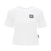 Ski Club T-Shirt met Monogram Patch Palm Angels , White , Dames