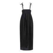 Maxi-jurk van gerecycled polyester duchesse Ganni , Black , Dames