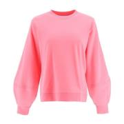 Sweatshirt met Pofmouwen van Biologisch Katoenmix Ganni , Pink , Dames