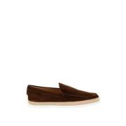 Suede Slip-On met Rafia Inzet Tod's , Brown , Heren