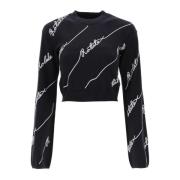 Sequined Logo Cropped Sweater Rotate Birger Christensen , Black , Dame...