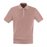 Geribbeld katoenen polostijl shirt Brunello Cucinelli , Pink , Heren