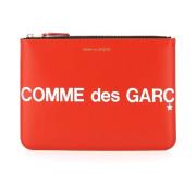 Leren etui met logo print Comme des Garçons , Red , Heren