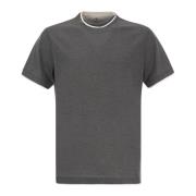 Zijden en katoenen T-shirt met kleurcontrast Brunello Cucinelli , Gray...